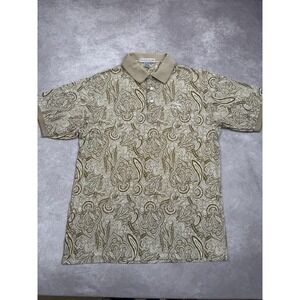 VTG‎ Nicklaus Polo Shirt Mens Large Brown Paisley Pebble Beach Golf Cotton Korea